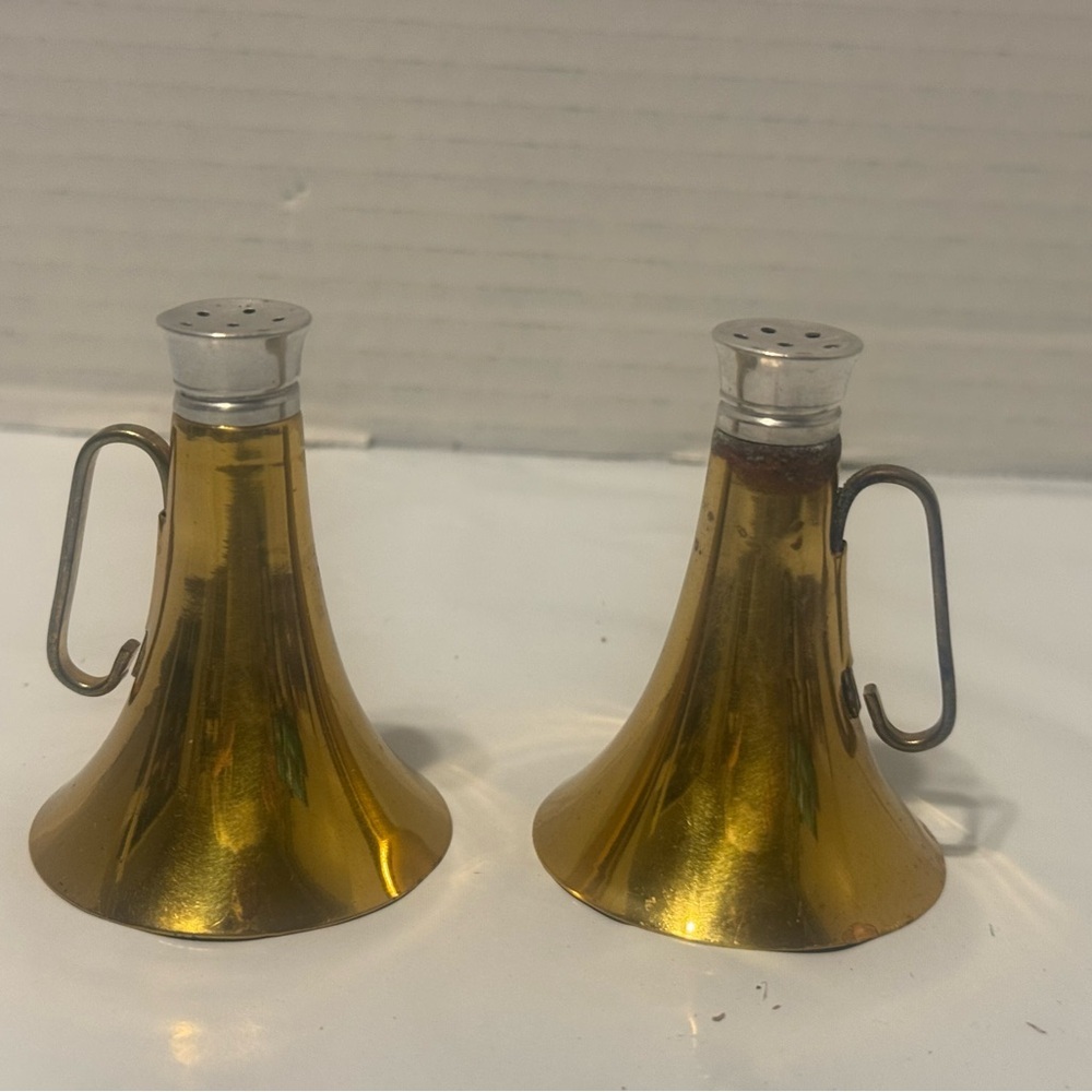Vintage Brass Megaphone Salt and Pepper Shakers